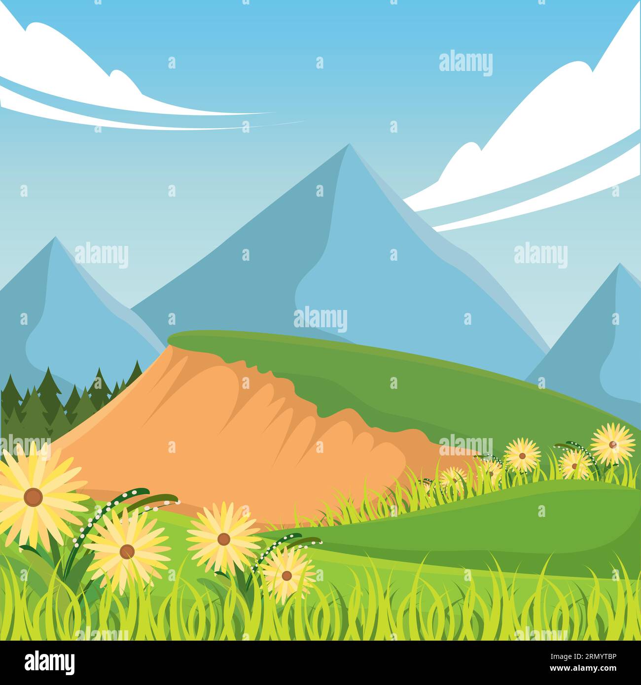Colored spring seasonal natural landscape Vector Stock Vector Image ...