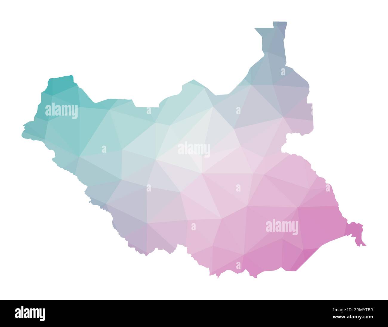 Polygonal map of South Sudan. Geometric illustration of the country in ...
