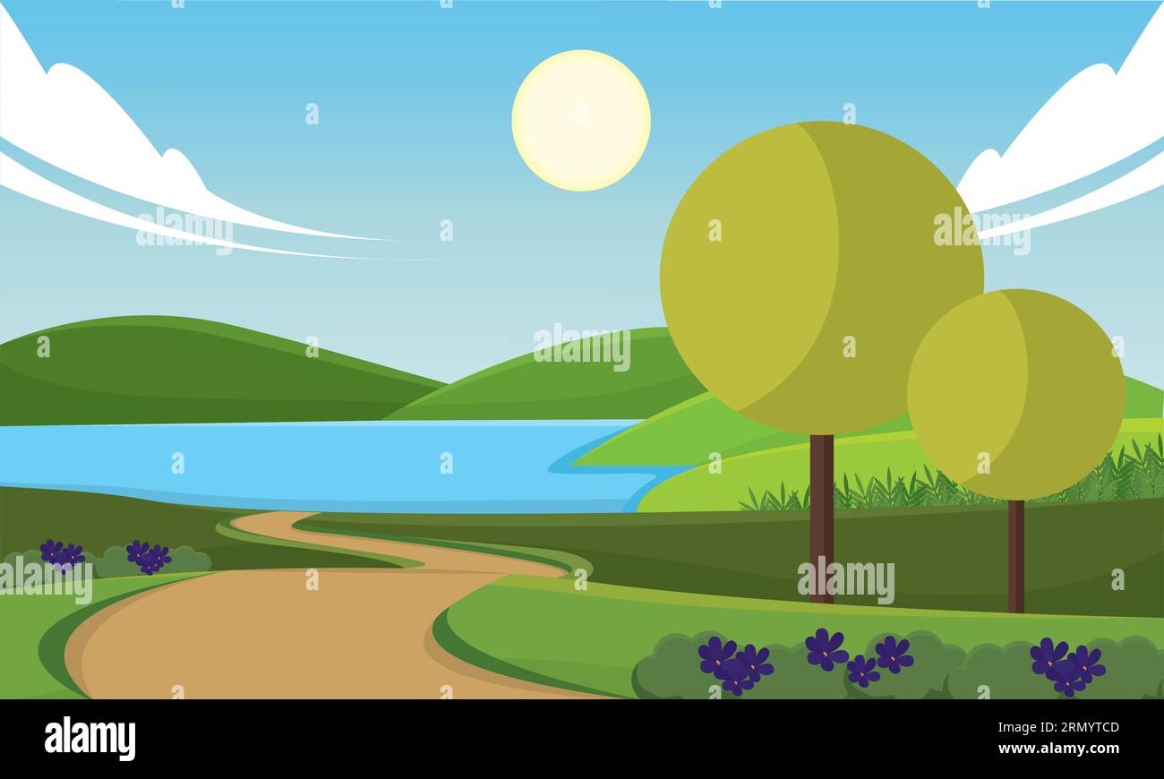 Colored spring seasonal natural landscape Vector Stock Vector Image ...