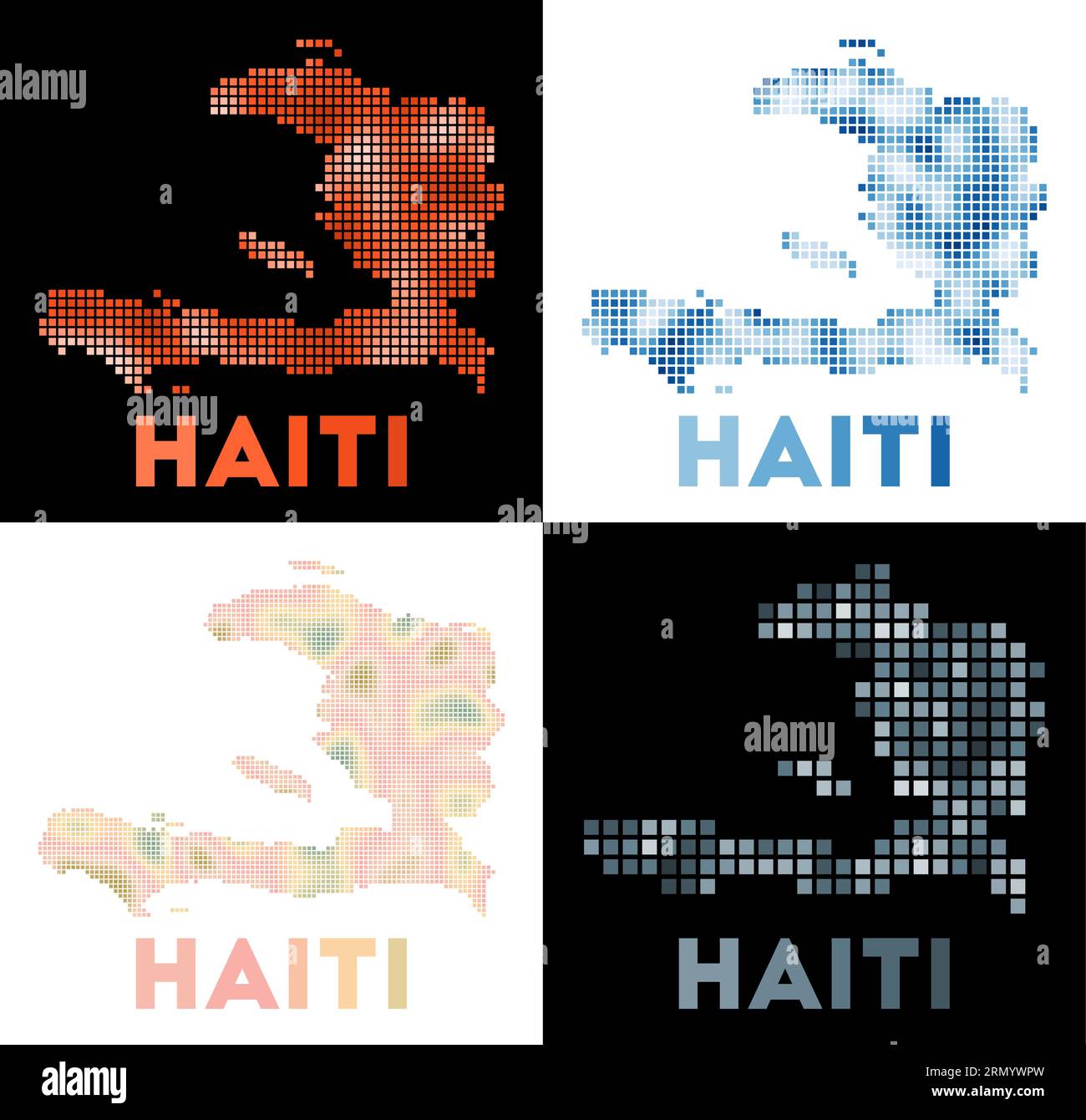 Haiti map. Collection of map of Haiti in dotted style. Borders of the