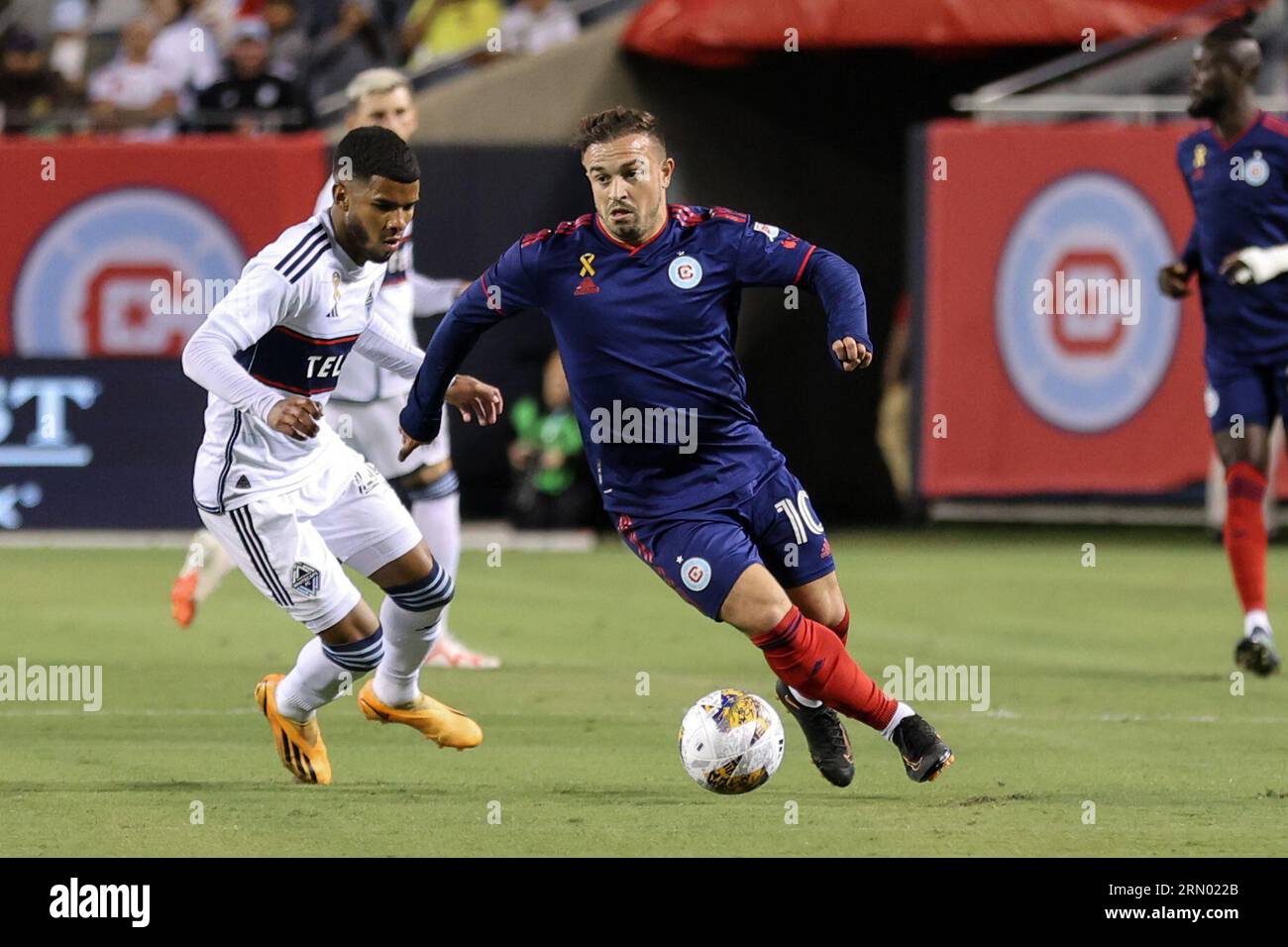 Chicago, USA. 30th Aug, 2023. Chicago, USA, August 30, 2023: Xherdan Shaqiri (10 Chicago Fire FC) in action during the game between Chicago Fire FC and Vancouver Whitecaps on Wednesday August 30, 2023 at Soldier Field, Chicago, USA. (NO COMMERCIAL USAGE) (Shaina Benhiyoun/SPP) Credit: SPP Sport Press Photo. /Alamy Live News Stock Photo