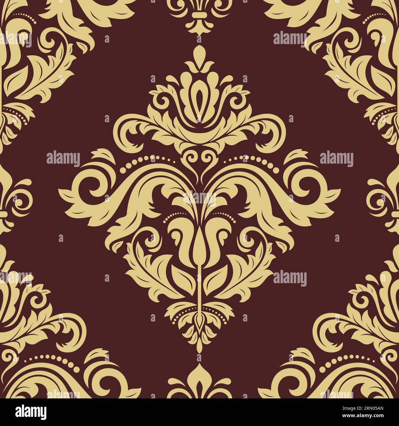 Golden Classical Pattern Orient brown and golden classic pattern. Seamless abstract background ...