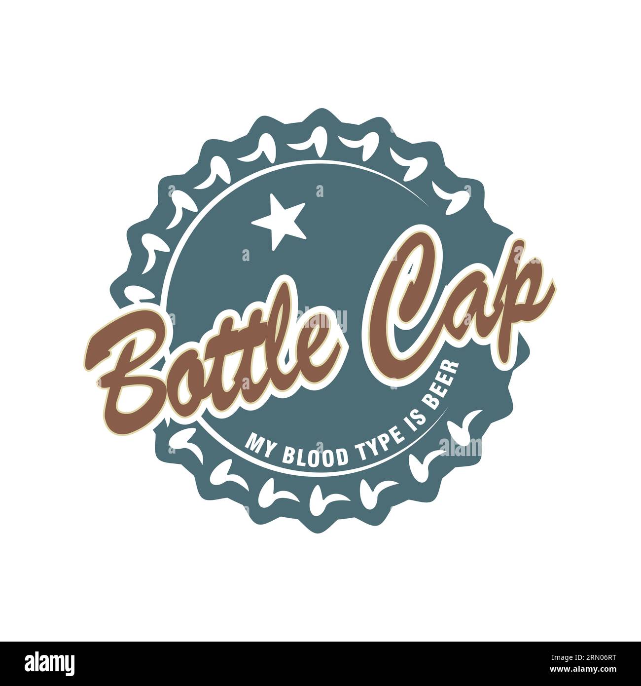 Retro Vintage Bottle Cap for Beer Drink or Western Restaurant Food Product Logo Design Vector. Stock Vector