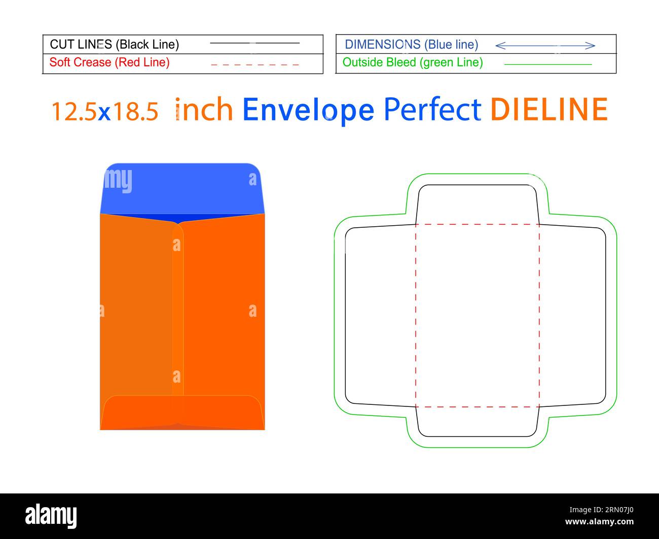 Paper open end envelope Catalogue envelope 12.5x18.5 inch die line