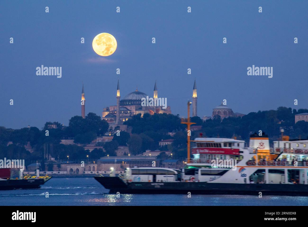 August 31, 2023: ISTANBUL, TURKEY - AUGUST 31: A rare Super Blue Moon ...