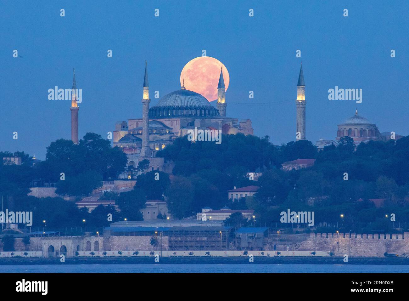 August 31, 2023: ISTANBUL, TURKEY - AUGUST 31: A rare Super Blue Moon ...
