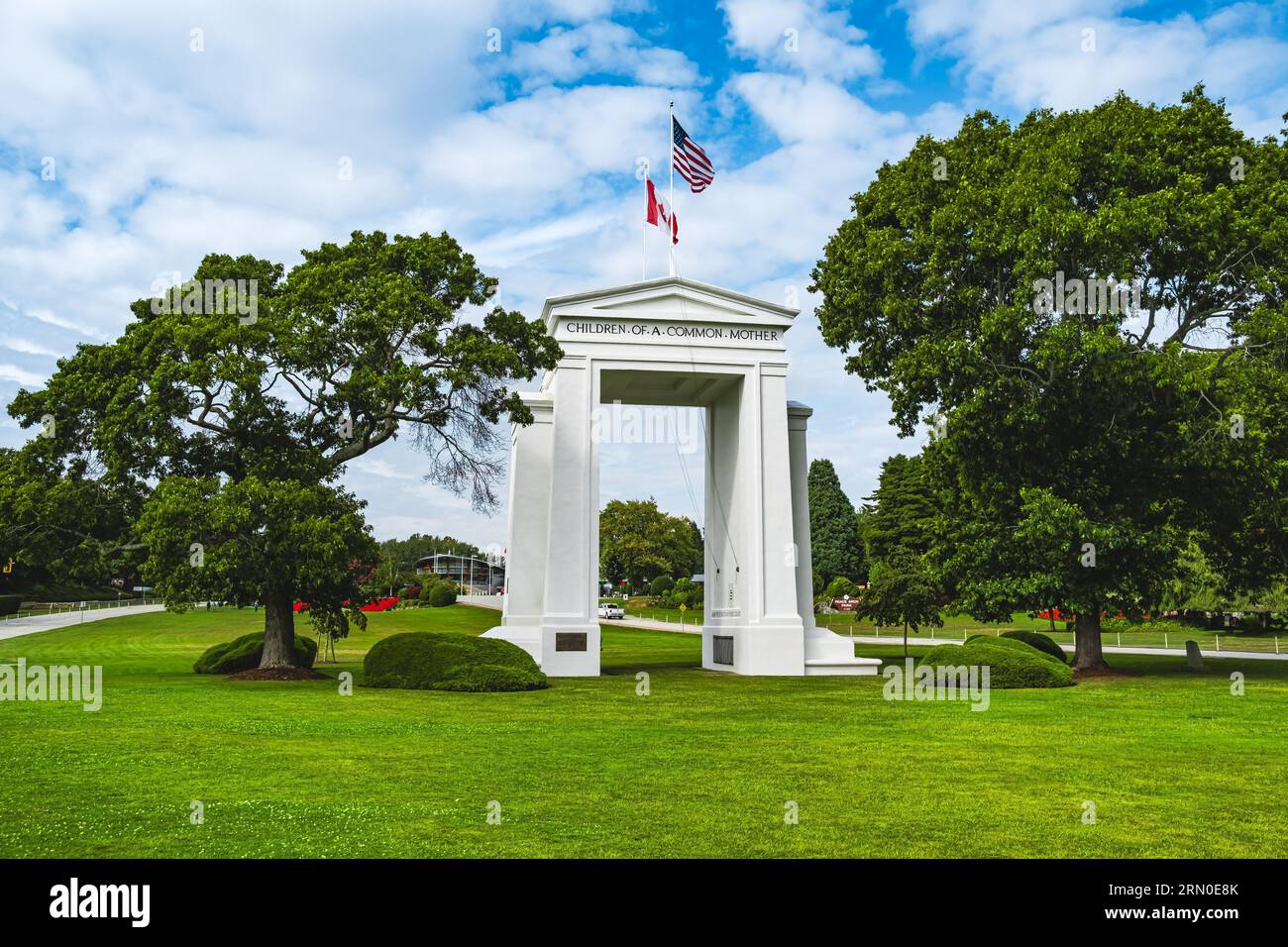 The gate monument in Peace Arch Park, Blaine, Washington, USA.Two