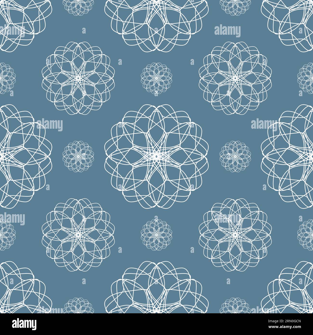 Vector seamless vintage pattern of abstract white lace flowers on blue ...