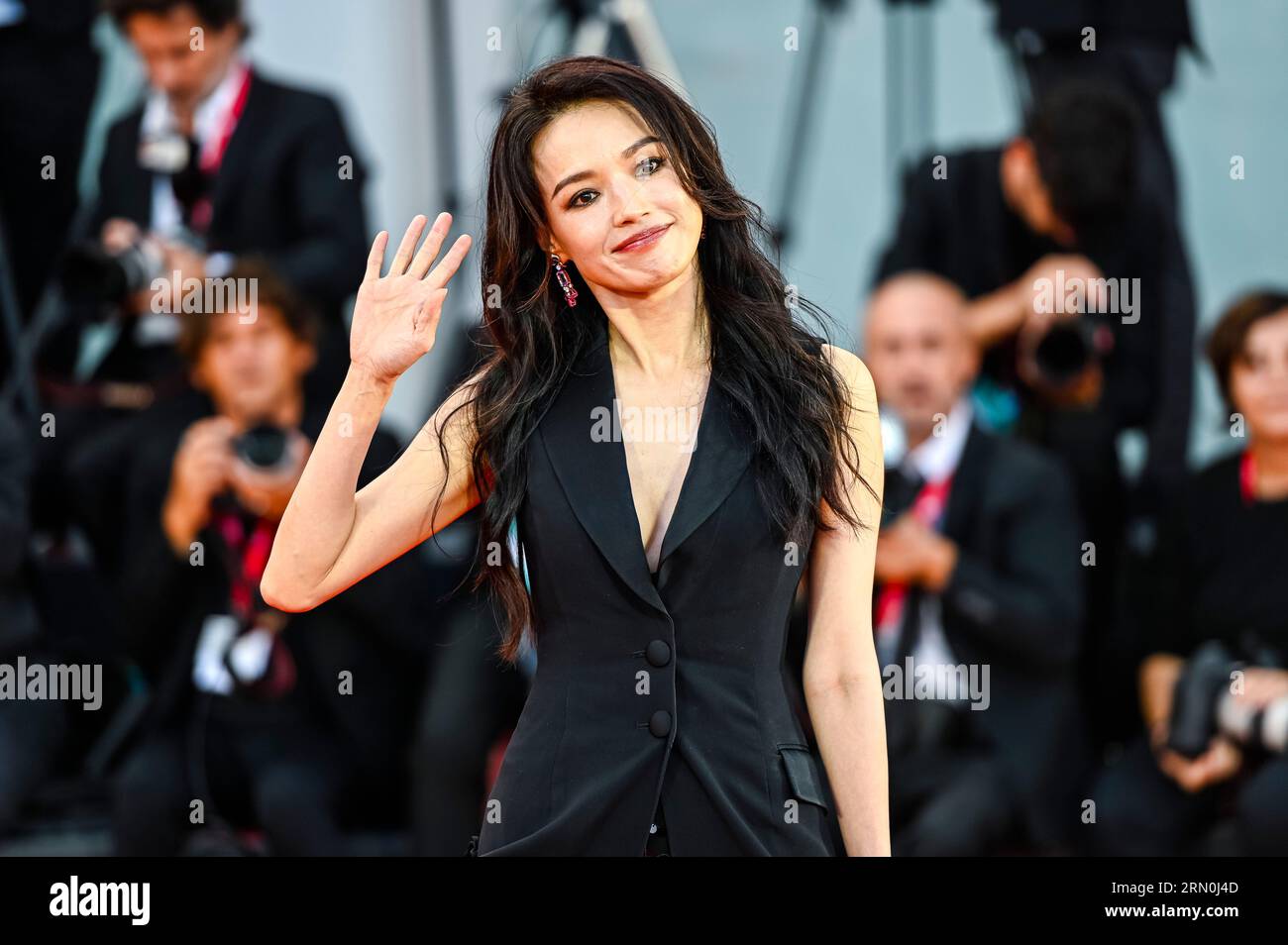 Venice, Italy. August 30, 2023. Shu Qi arrives at the premiere of the opening film Comandante at Sala Grande at the 80th Venice International Film Festival.   Credit: Euan Cherry/Alamy Live News Stock Photo