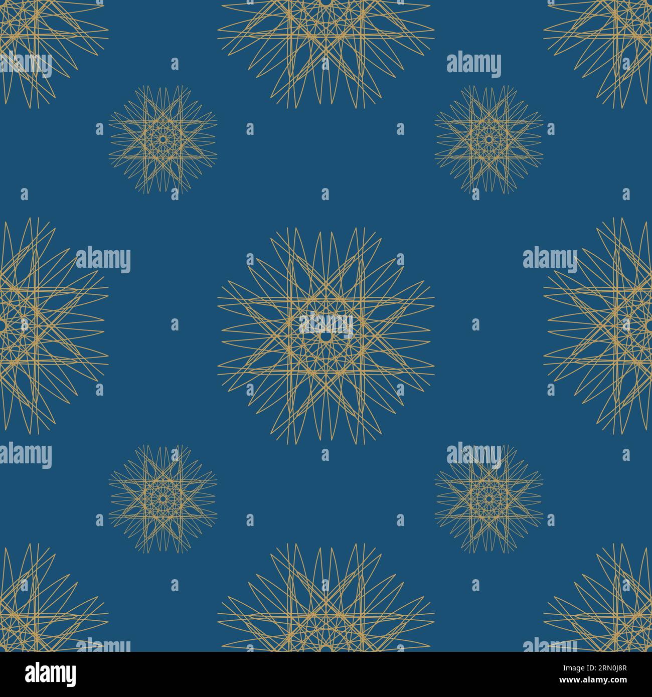 vector seamless vintage pattern of abstract golden shapes on blue Stock Vector
