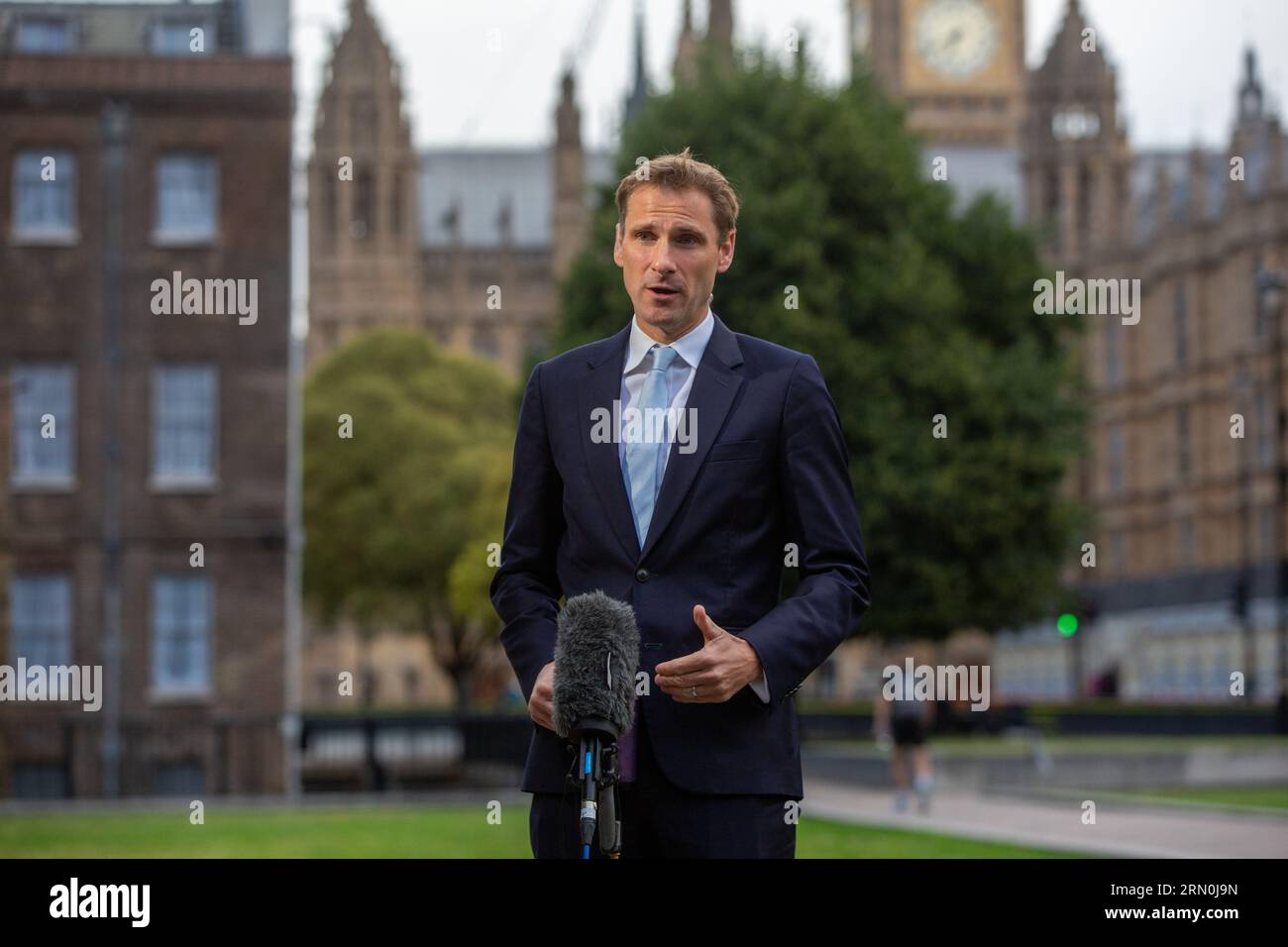 London, United Kingdom. August 31  2023. Chris Philp, Minister for Crime, Policing and Fire,  is seen in Westminster during morning media round. Credit: Tayfun Salci / Alamy Live News Stock Photo