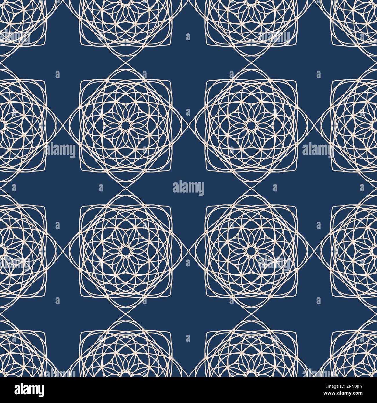vector seamless vintage pattern of abstract blue shapes on sky blue ...