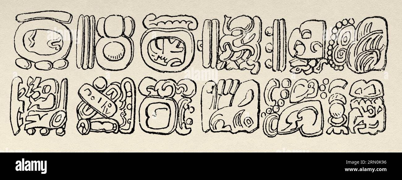 Altar inscription, Copan archaeological site. Honduras. Central America ...