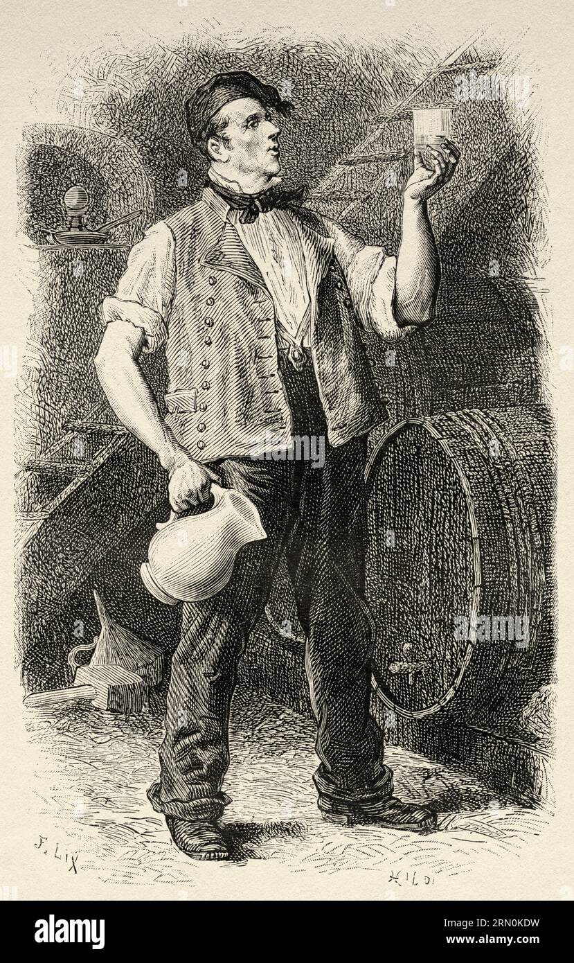 French winemaker in a wine cellar of a french winemaker in a wine cellar of Turckheim, Alsace