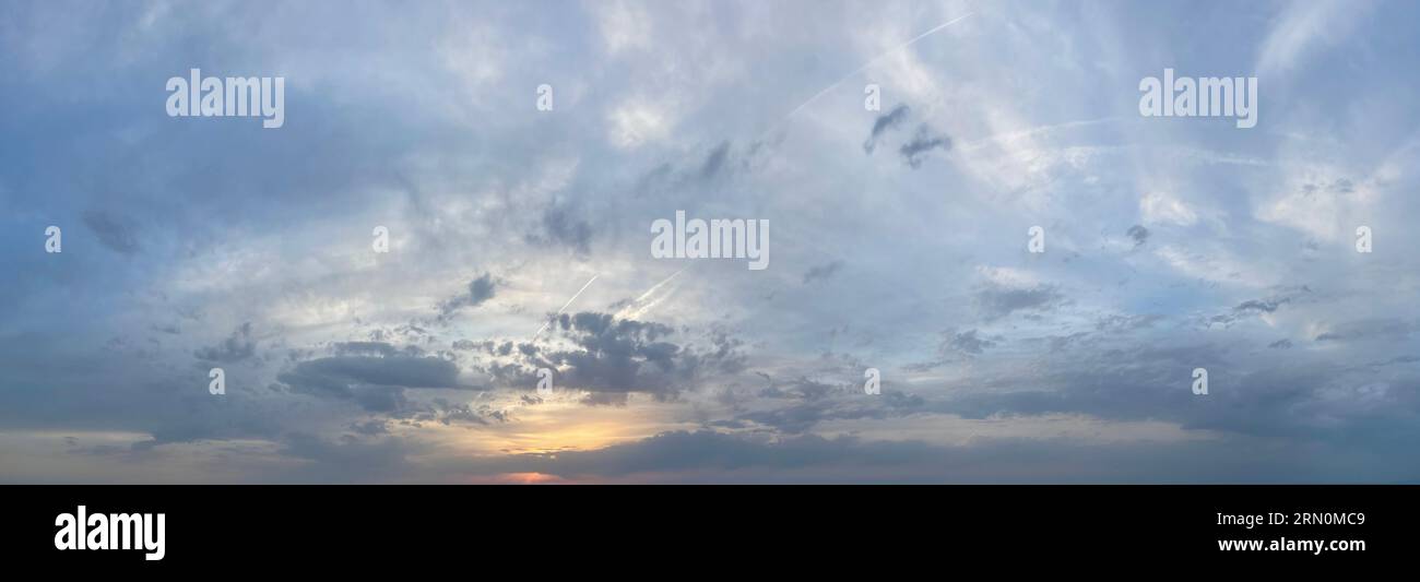 Sky with sunset sun and cloud, dramatic atmosphere background Stock ...