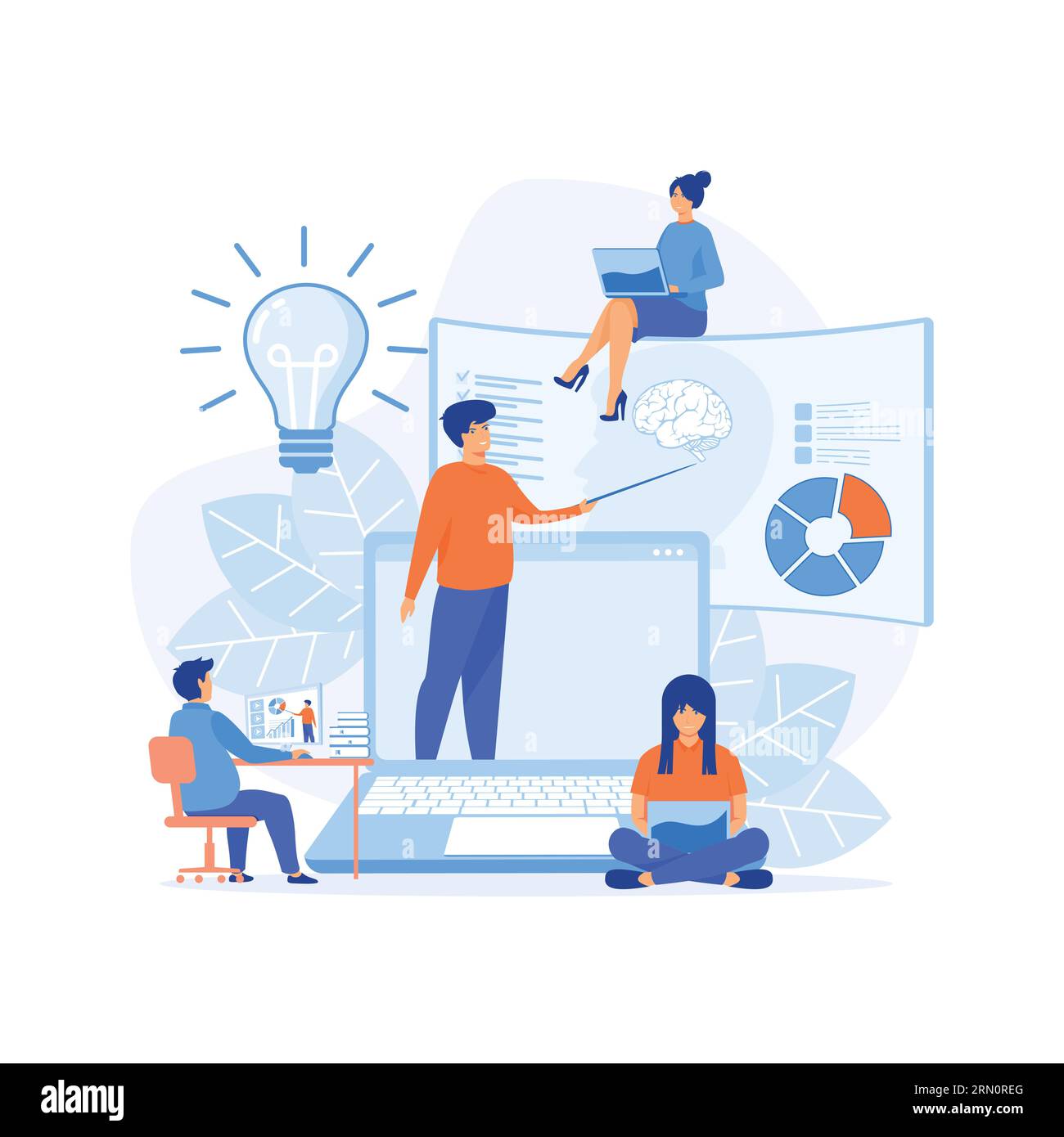 Concept customer and operator, online technical support 24-7. female hotline operator advises client, flat vector modern illustration Stock Vector