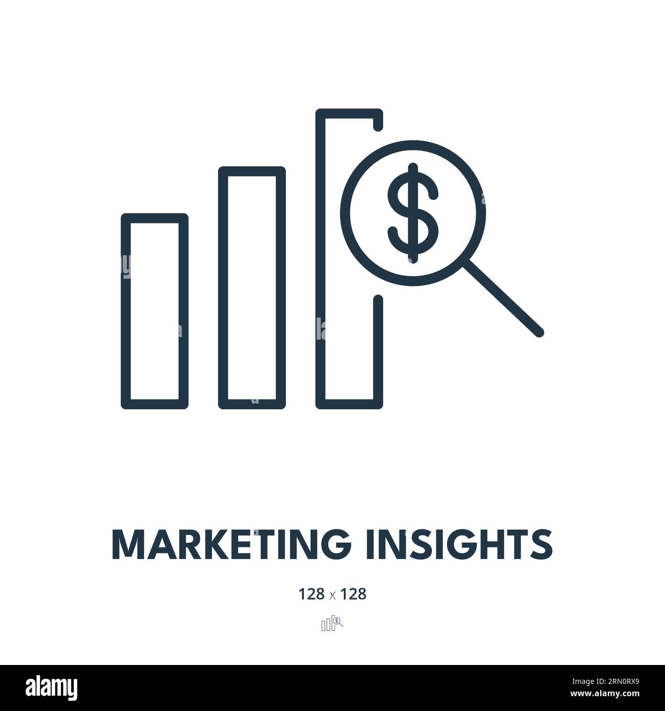 Marketing Insights Icon. Data, Report, Performance. Editable Stroke. Simple Vector Icon Stock Vector
