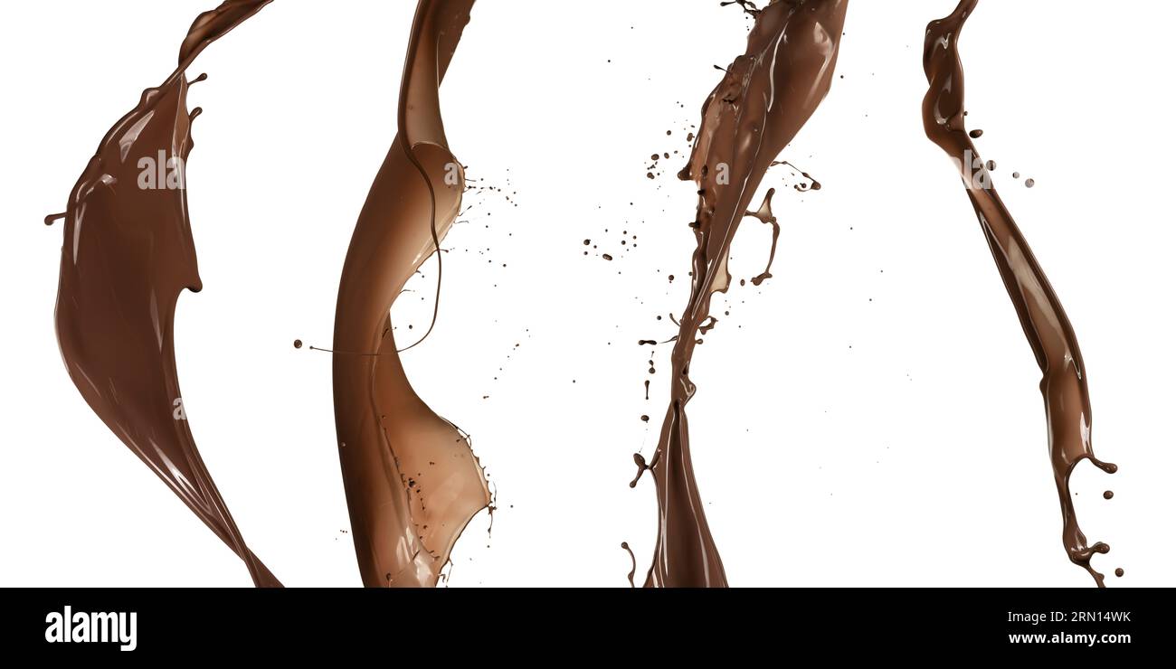 liquid splash chocolate wave, isolated on white Stock Photo