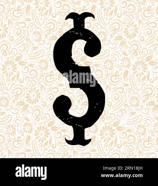 Carnival Alphabet SYMBOL DOLLAR , Black alphabet vector, alphabet vector, alphabet silhouette vector,font vector, Latter Art, Alphabet Vector, Font Ve Stock Vector