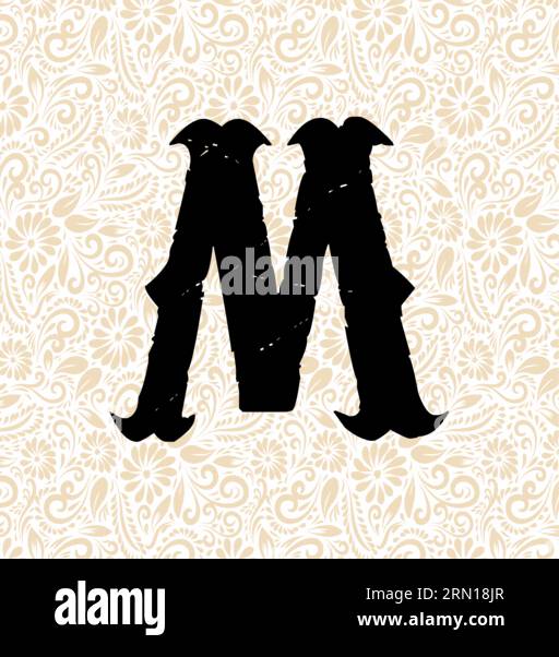 Carnival Alphabet M LOWER , Black alphabet vector, alphabet vector, alphabet silhouette vector,font vector, Latter Art, Alphabet Vector, Font Vector Stock Vector