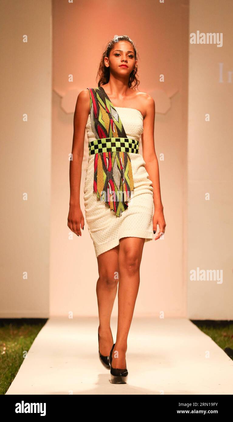 141208) -- DAR ES SALAAM, A model presents a creation of an African  designer during the Swahili Fashion Week 2014 in Dar es Salaam, Tanzania,  Dec. 7, 2014.The Swahili Fashion Show, with