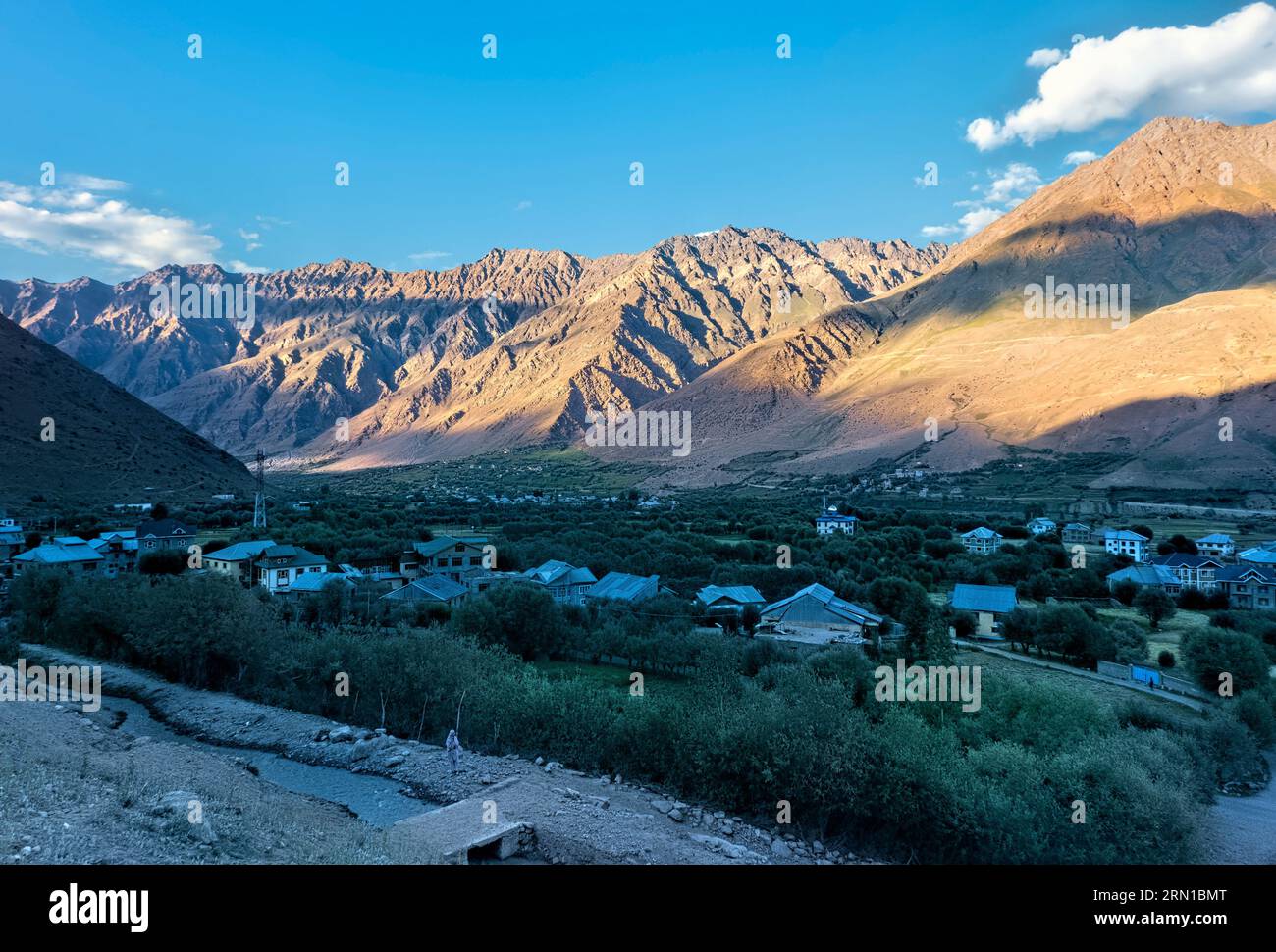 Late afternoon light, Panikhar, Suru Valley, Zanskar, India Stock Photo
