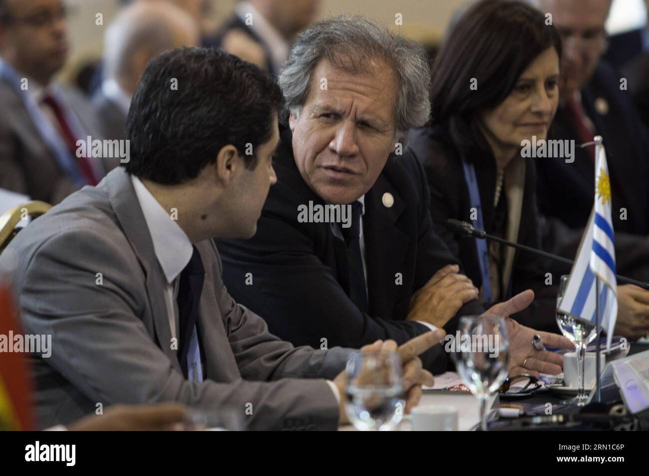 (141216) -- PARANA, Dec. 16, 2014 -- Uruguay s Foreign Minister Luis Almagro(C) participates in the regular meeting of the Common Market Council in the framework of the 47th Southern Common Market (MERCOSUR) trade bloc presidential summit, in Parana city, north of Buenos Aires, Argentina, on Dec. 16, 2014. The 47th Southern Common Market (MERCOSUR) trade bloc presidential summit will open on Wednesday in Parana. Martin Zabala) ARGENTINA-PARANA-MERCOSUR-SUMMIT e MARTINxZABALA PUBLICATIONxNOTxINxCHN   Parana DEC 16 2014 Uruguay S Foreign Ministers Luis Almagro C participates in The Regular Meeti Stock Photo