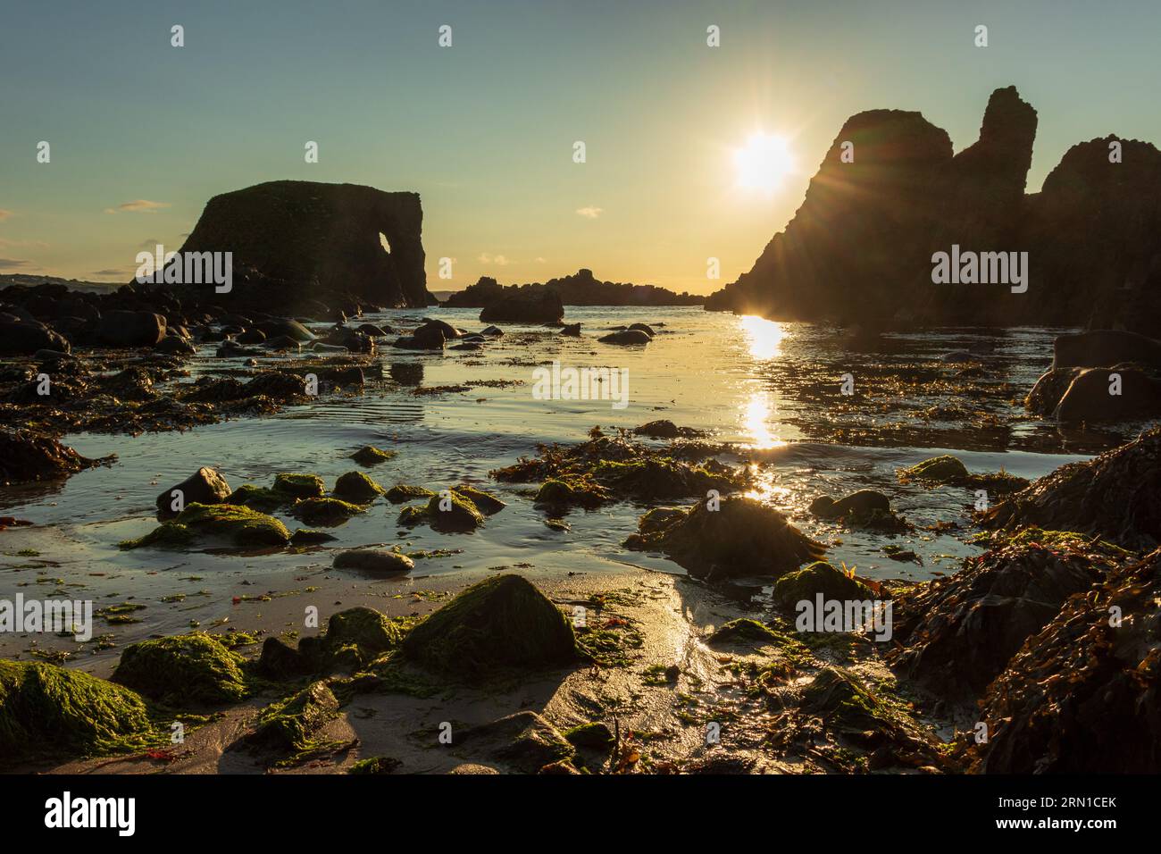 Ireland Bay Rocks Elephant Rock at Whitepark Bay near Ballintoy Harbour on the Antrim ...