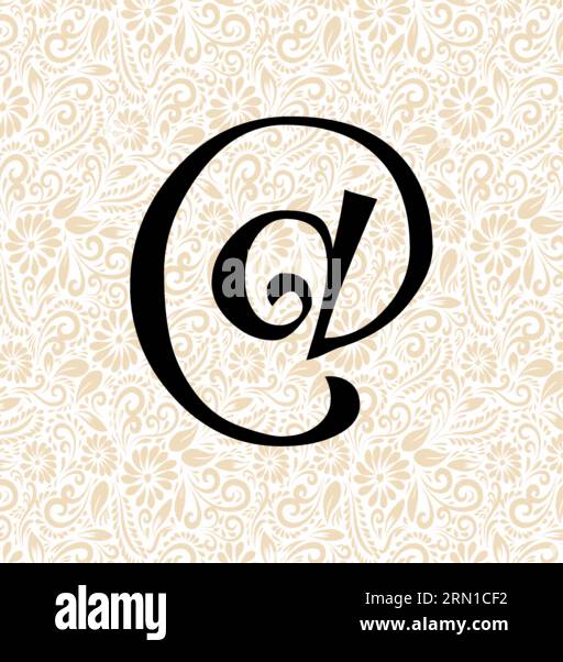 Curlz Alphabet SYMBOL AT , Black alphabet vector, alphabet vector, alphabet silhouette vector, font vector , Latter Art, Alphabet Vector, Font Vector Stock Vector