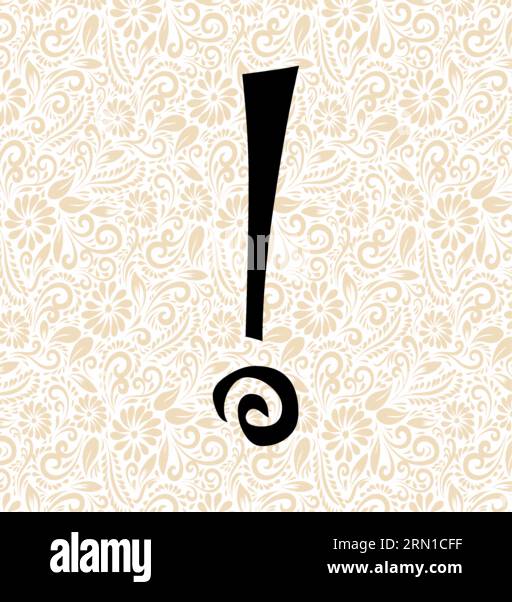 Curlz Alphabet SYMBOL EXCLAMATION MARK , Black alphabet vector, alphabet vector, alphabet silhouette vector, font vector , Latter Art, Alphabet Vector Stock Vector