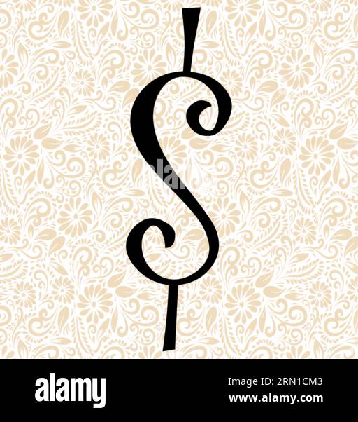 Curlz Alphabet SYMBOL DOLLAR , Black alphabet vector, alphabet vector, alphabet silhouette vector, font vector , Latter Art, Alphabet Vector, Font Vec Stock Vector