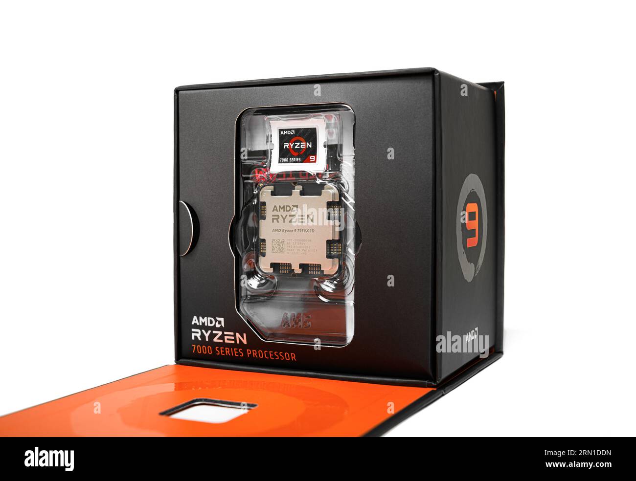 AMD Ryzen 9 7950X3D processor close-up. Studio shot Stock Photo - Alamy