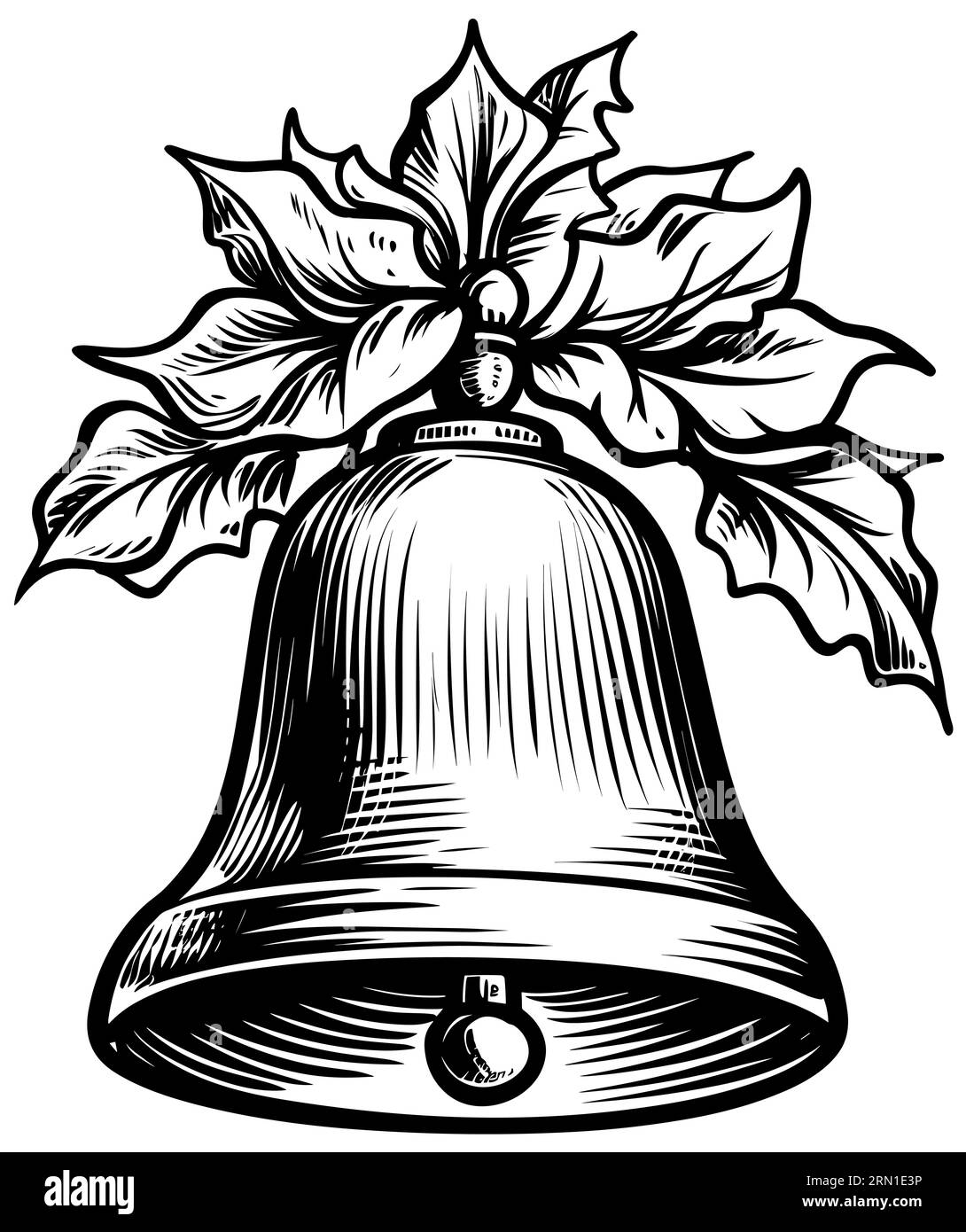 Woodcut style illustration of Christmas bell on white background Stock  Vector Image & Art - Alamy