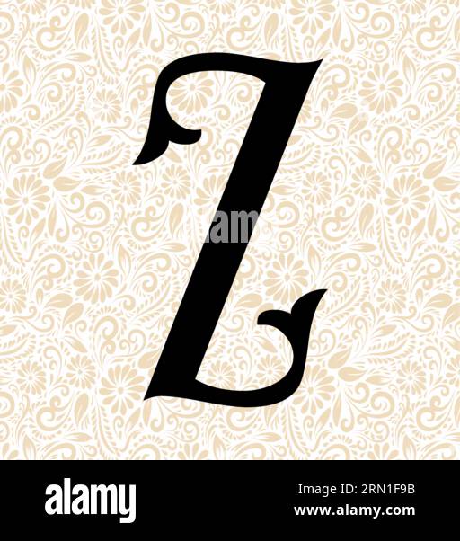 Fishtail Alphabet Z , Black alphabet vector, alphabet vector, alphabet silhouette vector, font vector, Latter Art, Alphabet Vector, Font Vector Stock Vector