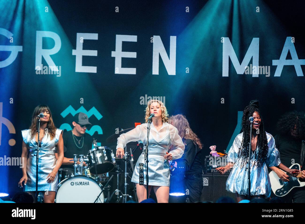 Say She She on the Walled Garden Stage at Green Man Festival in Wales, UK, August 2023. Photo: Rob Watkins Stock Photo