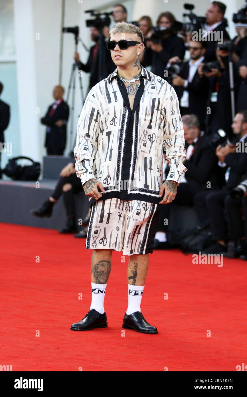 Italy, Lido di Venezia, August 30, 2023: Italian rapper Lazza (Jacopo ...
