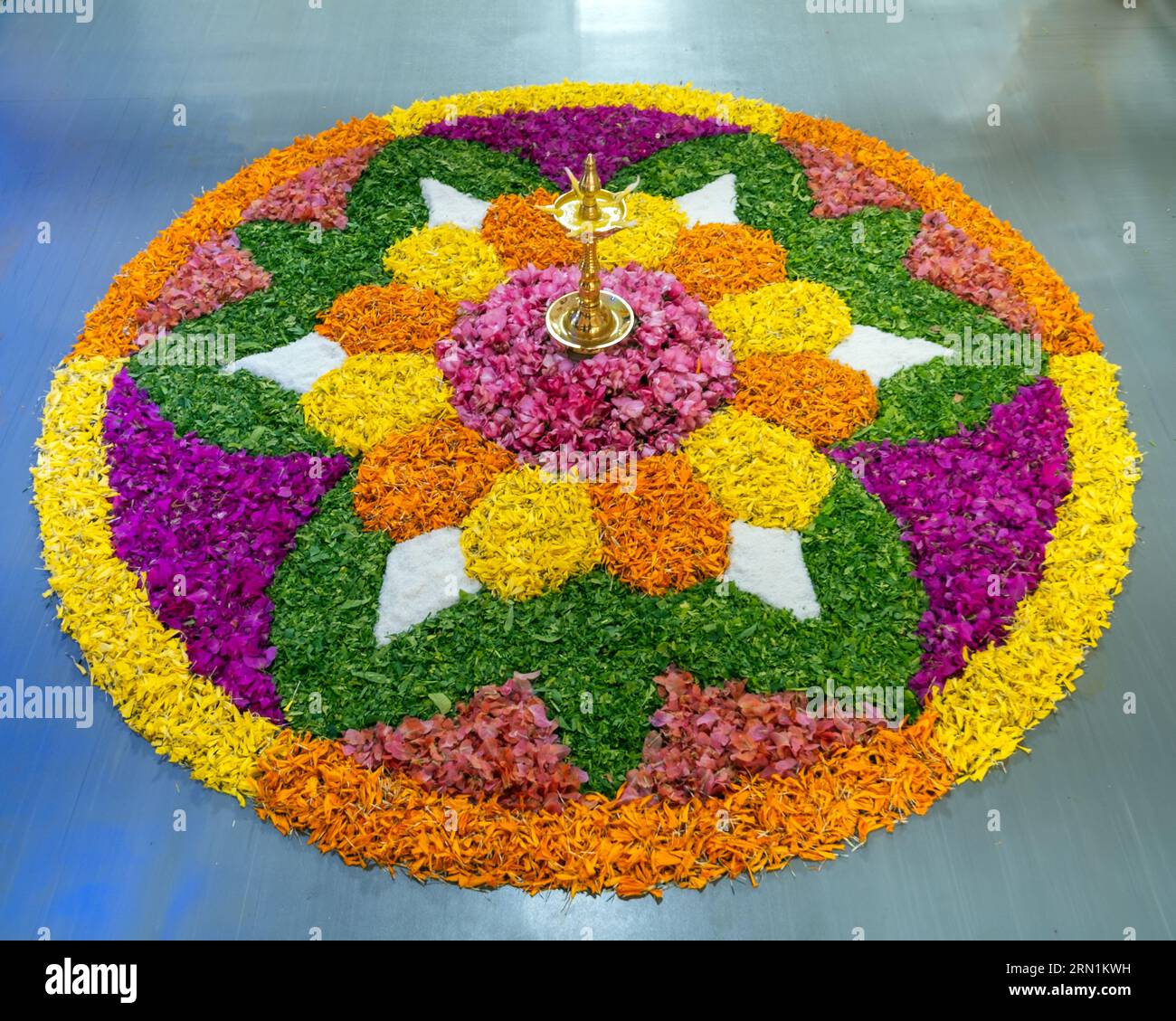 Onam pookalam flower rangoli floral pattern onam festival kerala hires stock photography and
