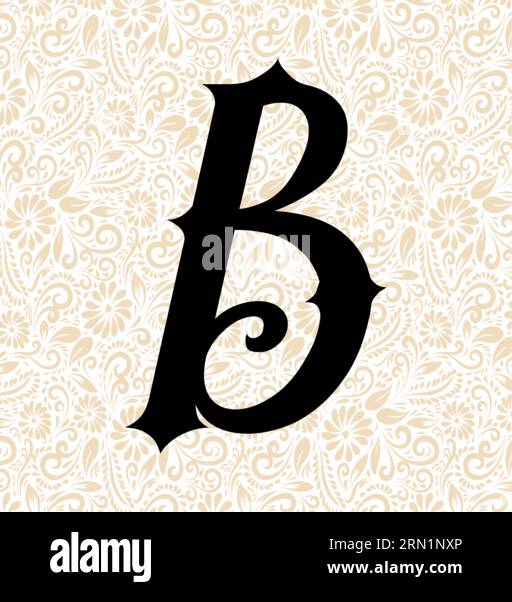Old Fashioned Alphabet B UPPER , Black alphabet vector, alphabet vector