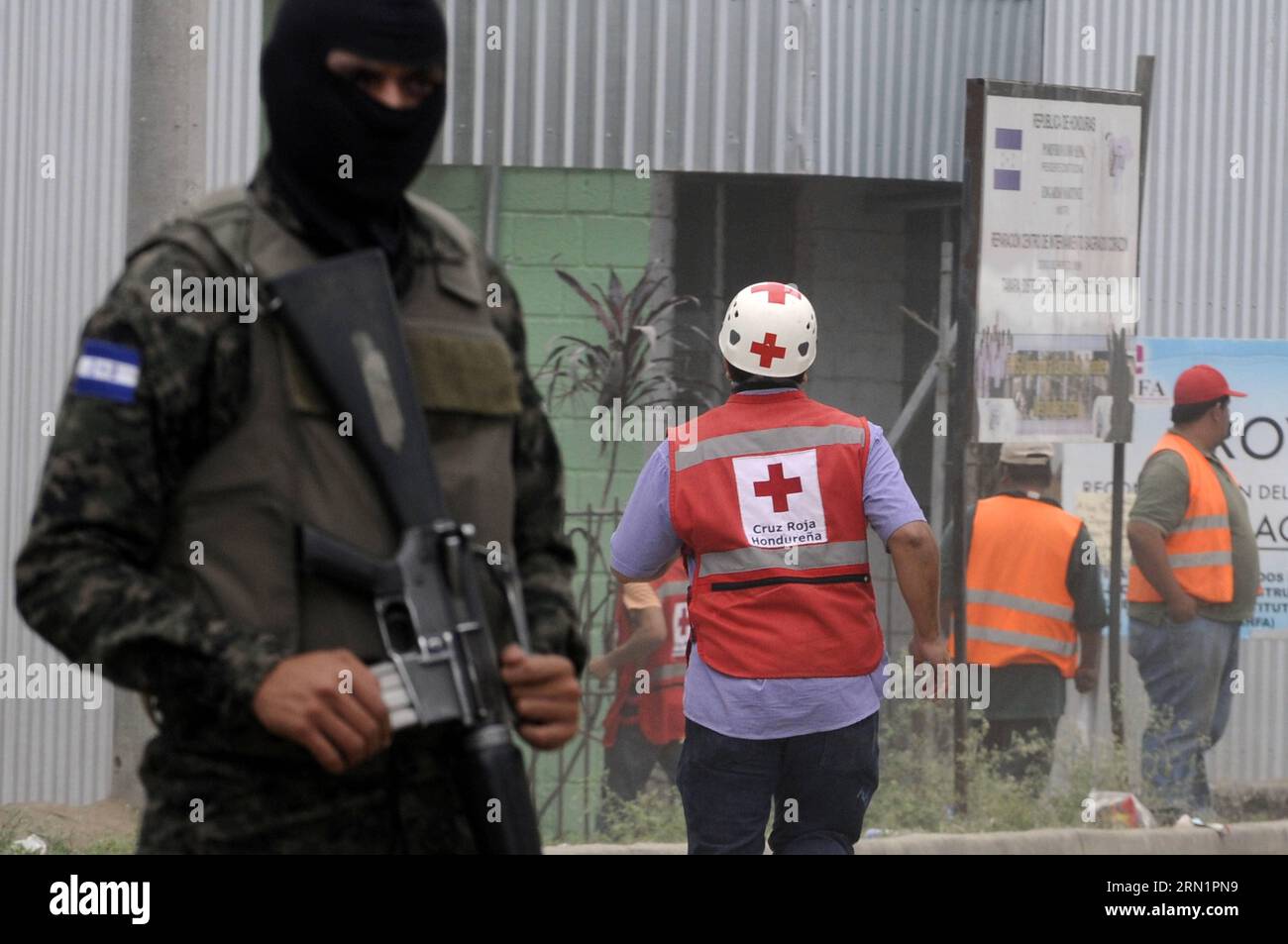 TAMARA, Jan. 15, 2015 A security person stands guard after a