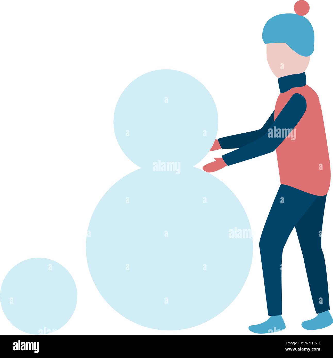 Little boy making snowman flat icon Stock Vector Image & Art - Alamy