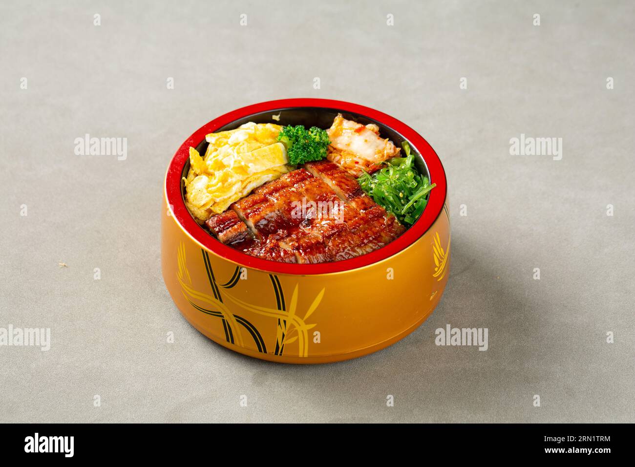 Japanese grilled eel served over rice a lacquered box,traditional