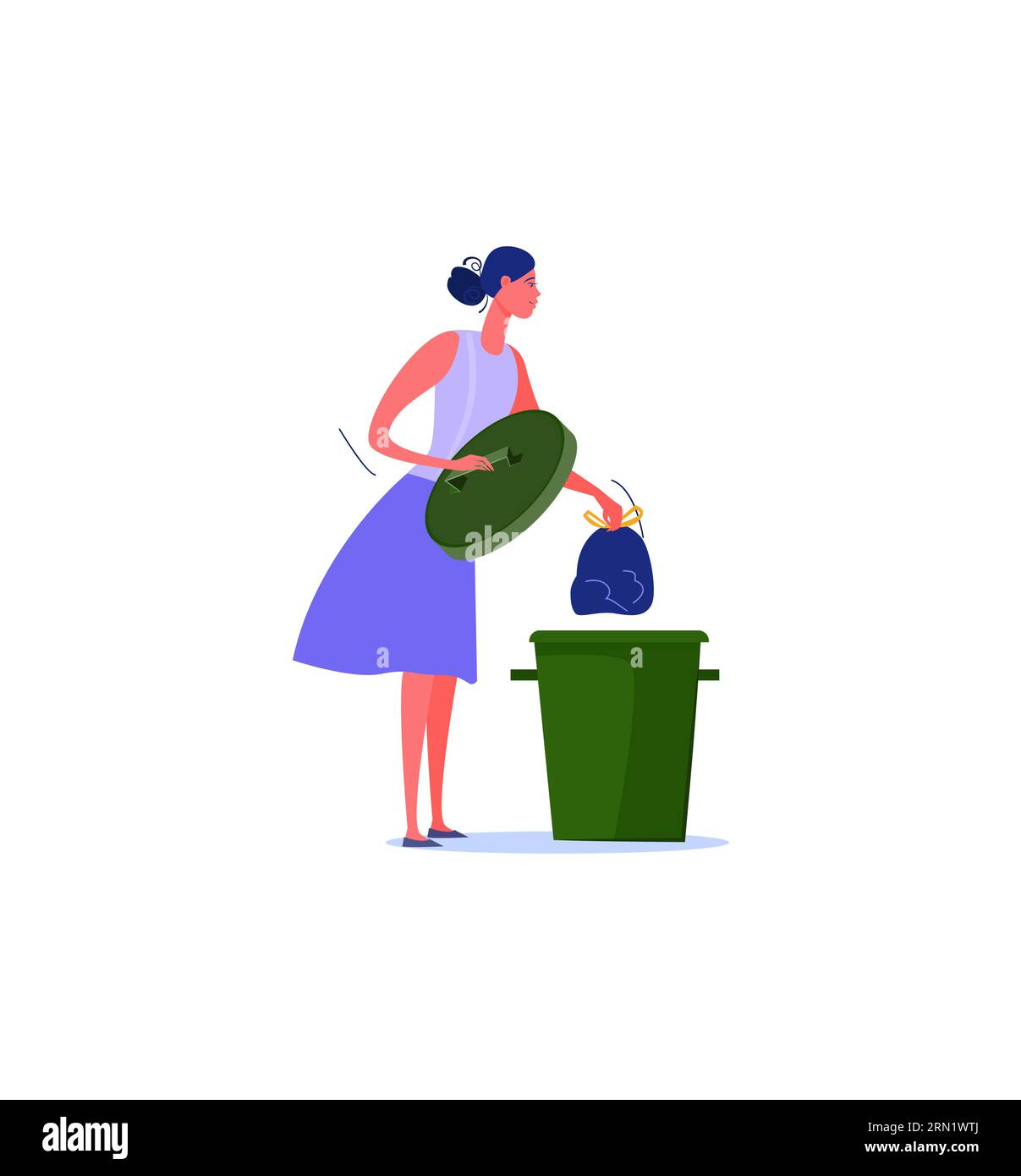 Cleaning woman taking garbage to trash bin Stock Vector Image & Art Alamy