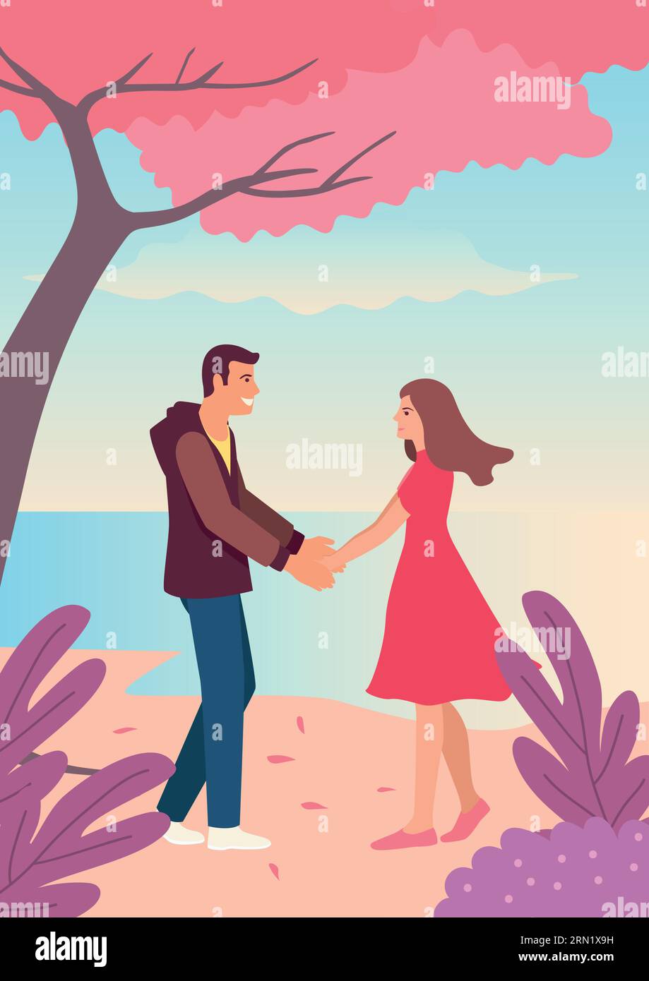 Couple holding hands. Simple vector illustration for Valentine day ...
