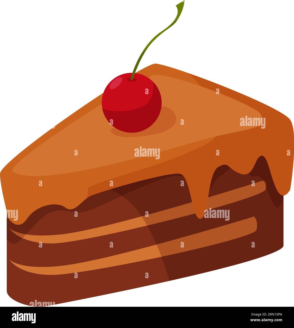 Chocolate cake with cherry illustration Stock Vector Image & Art - Alamy