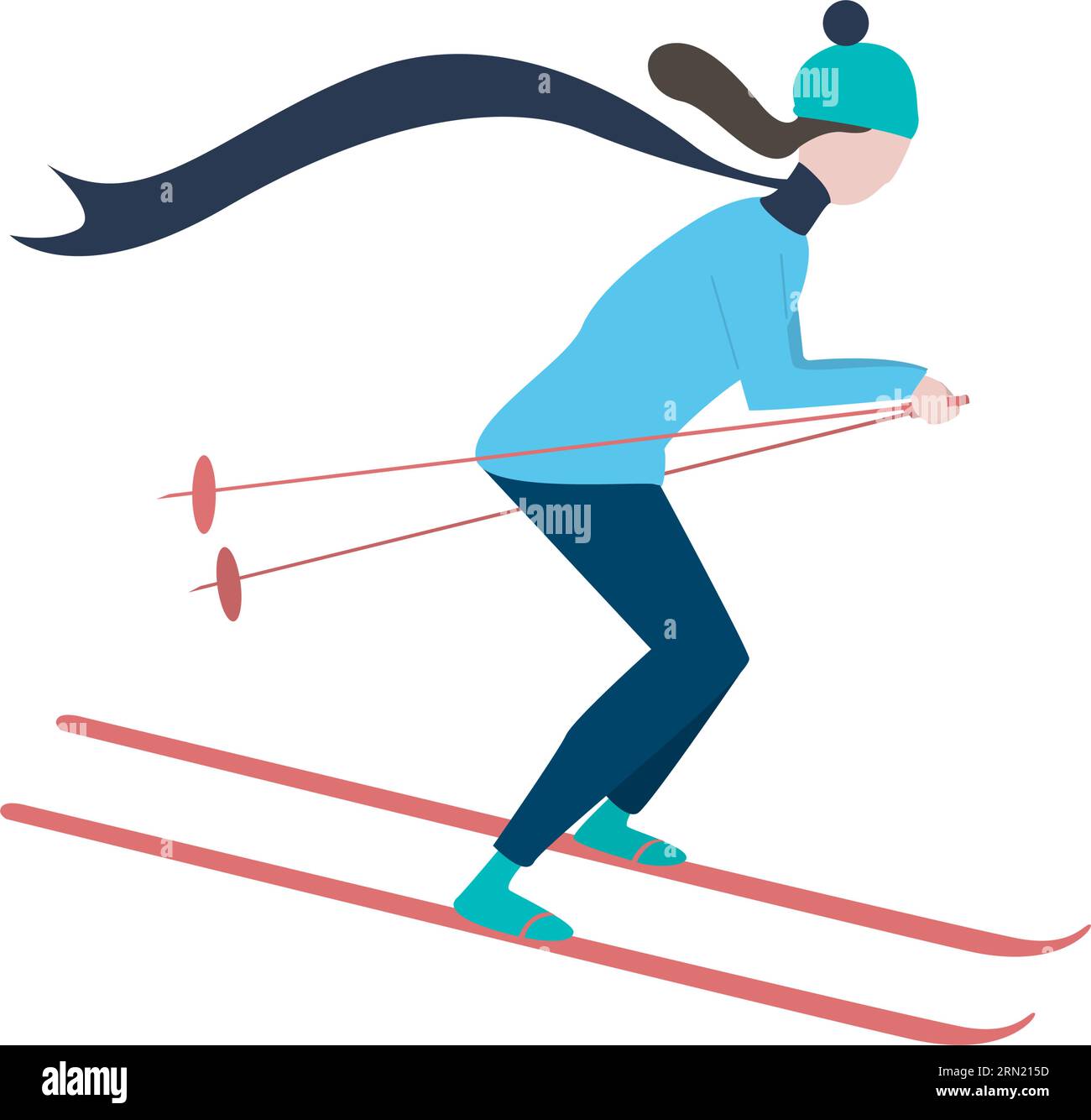 Young woman going skiing flat icon Stock Vector Image & Art - Alamy