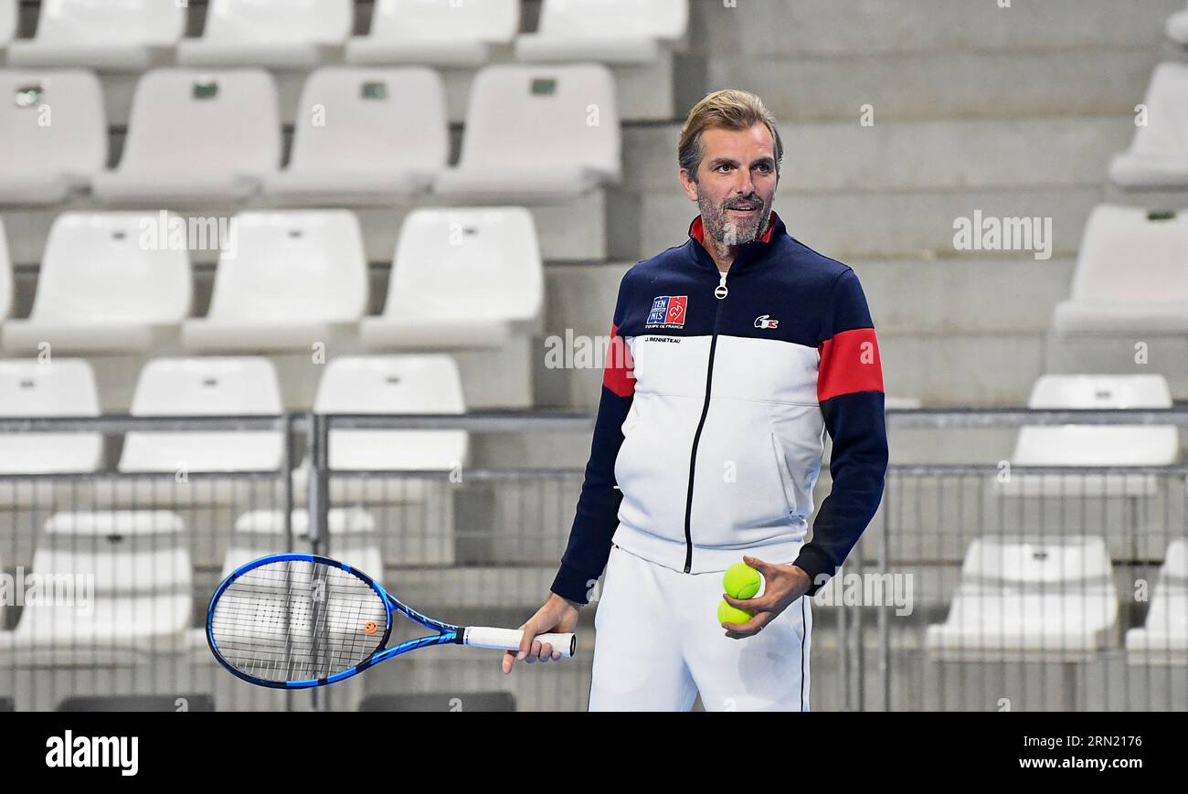 Julien Beneteau, former tennis player and current captain of the French  women's tennis team, here in Le Portel on November 08, 2022 during the  Billie Stock Photo - Alamy