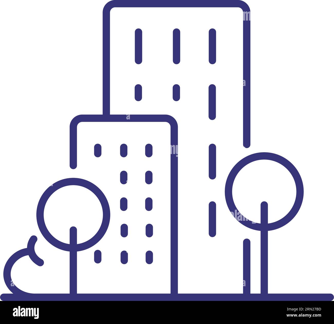 Tall buildings line icon Stock Vector
