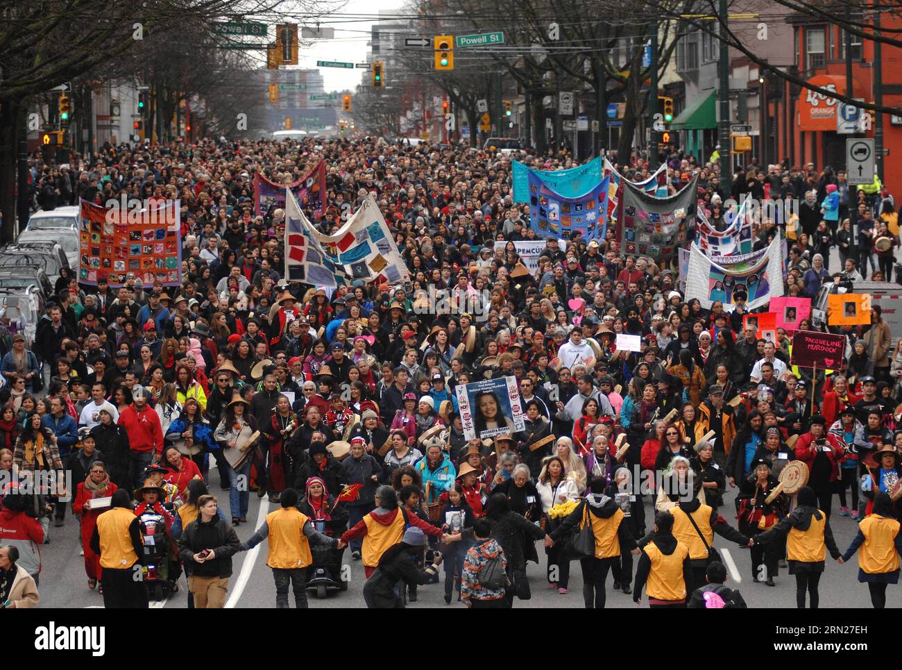 (150215) -- VANCOUVER, Feb. 14, 2015 -- People attend a rally in remembrance of the missing and murdered women and girls in Vancouver s Downtown Eastside, Canada, on Feb. 14, 2015. ) CANADA-VANCOUVER-WOMEN-MEMORY SergeixBachlakov PUBLICATIONxNOTxINxCHN   Vancouver Feb 14 2015 Celebrities attend a Rally in Remembrance of The Missing and murdered Women and Girls in Vancouver S Downtown East Side Canada ON Feb 14 2015 Canada Vancouver Women Memory  PUBLICATIONxNOTxINxCHN Stock Photo