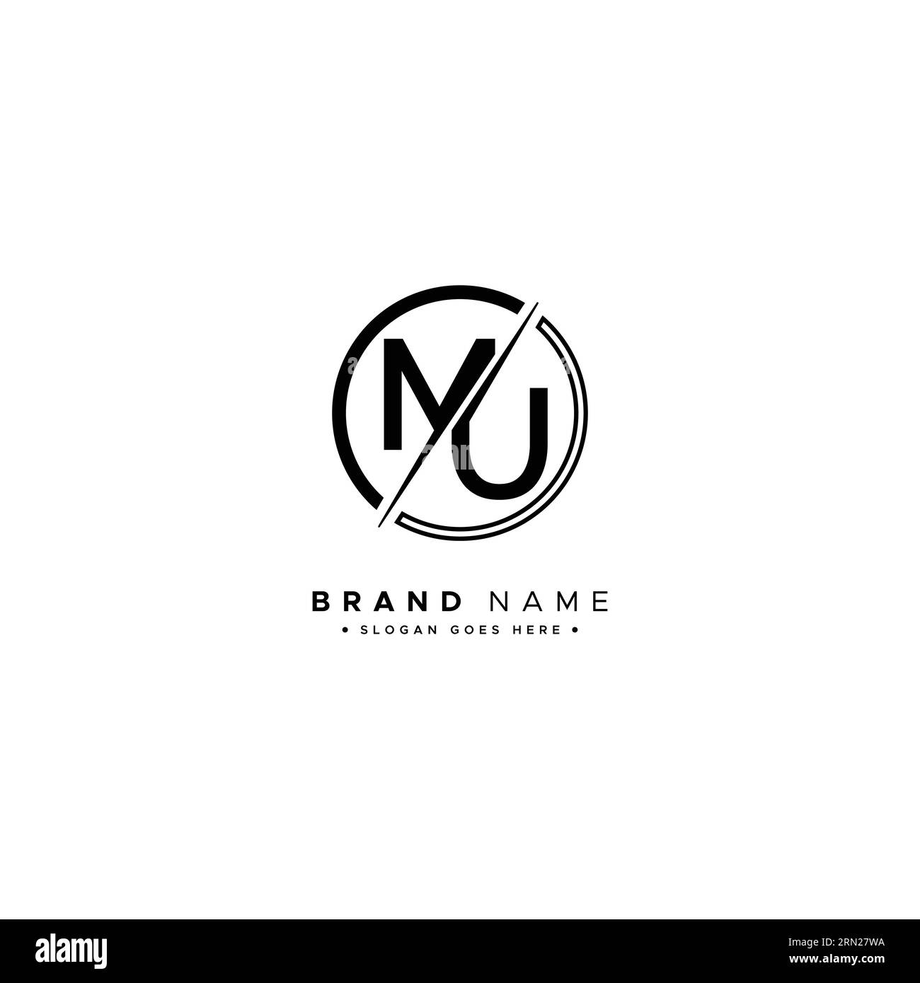 Abstract Letter MU Logo - Initial Monogram Template for Alphabet M and U Stock Vector