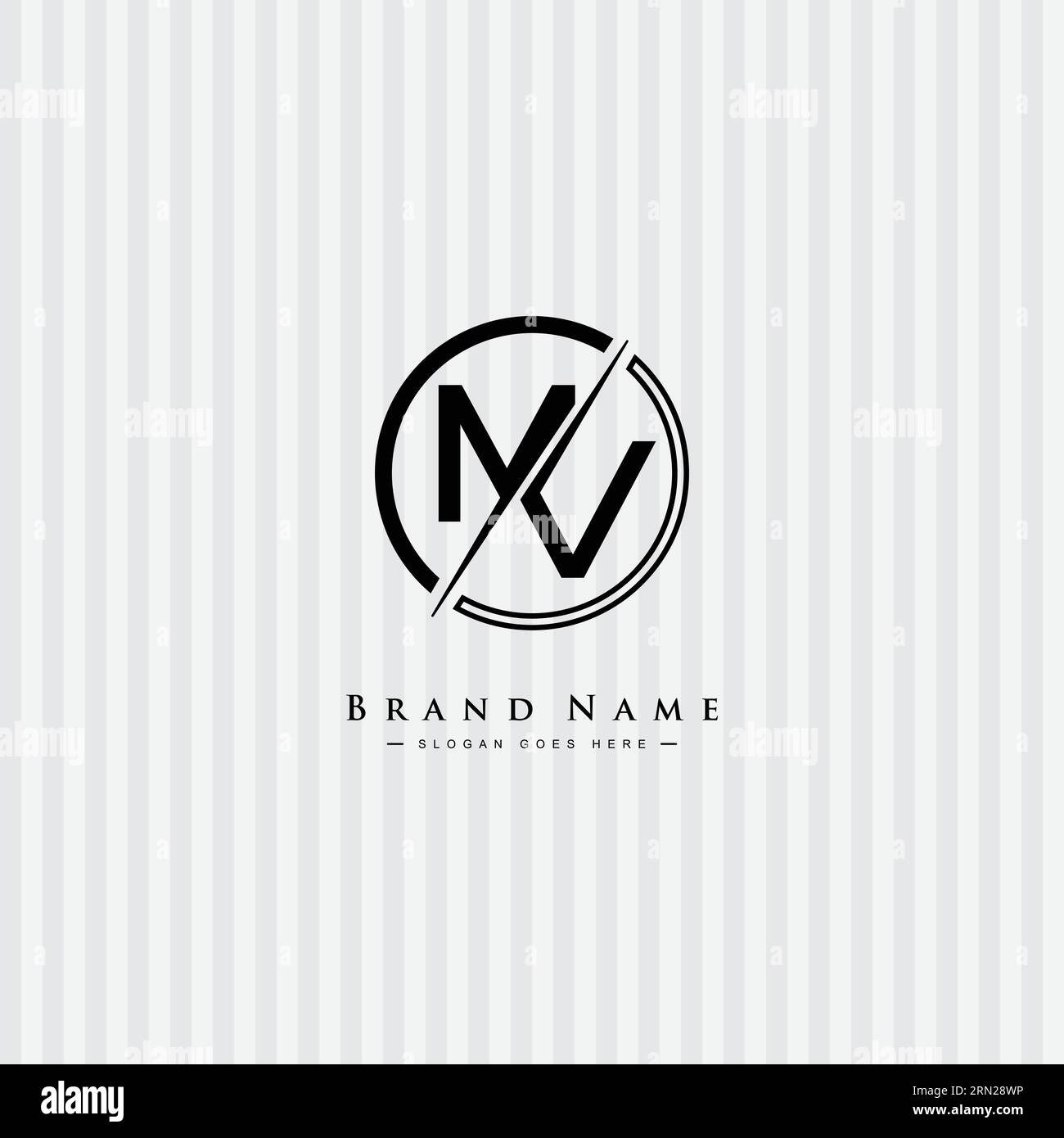 MV Vector Logo Template - Simple Icon for Initial Letter M and V Monogram Stock Vector